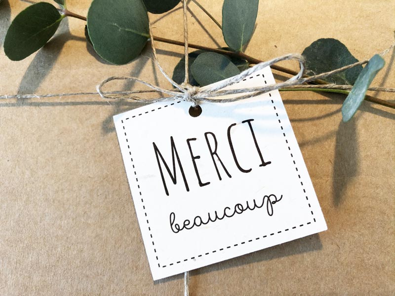 Etiquette Merci beaucoup cadeaux