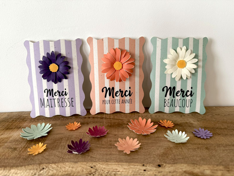 Carte merci maitresse aux couleurs acidulées et ondulées