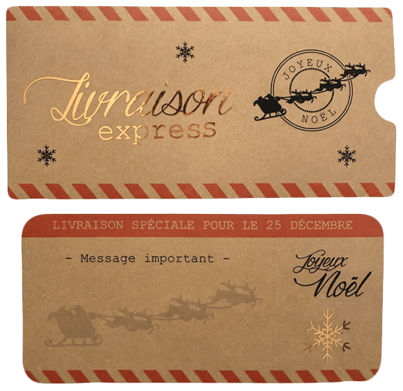 Pochette de Noël pour les chèques et billet