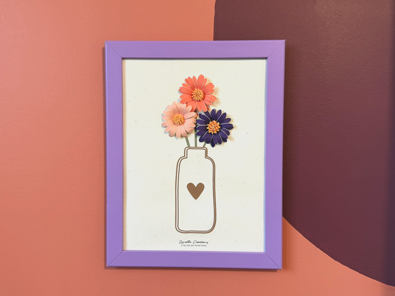 Tableaux de 3 marguerites cadre violet